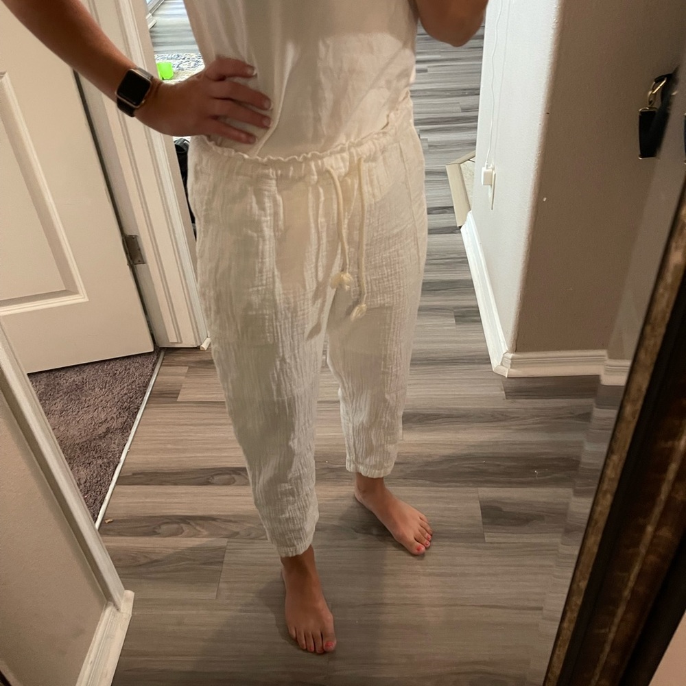 Madewell size S linen cotton blend cream pants. MAKE AN OFFER!